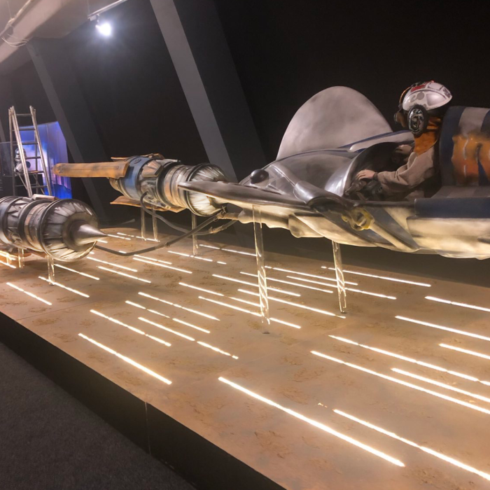 Star Wars exhibition installation: Anakin Skywalker's podracer as he tries to catch up to Sebulba.